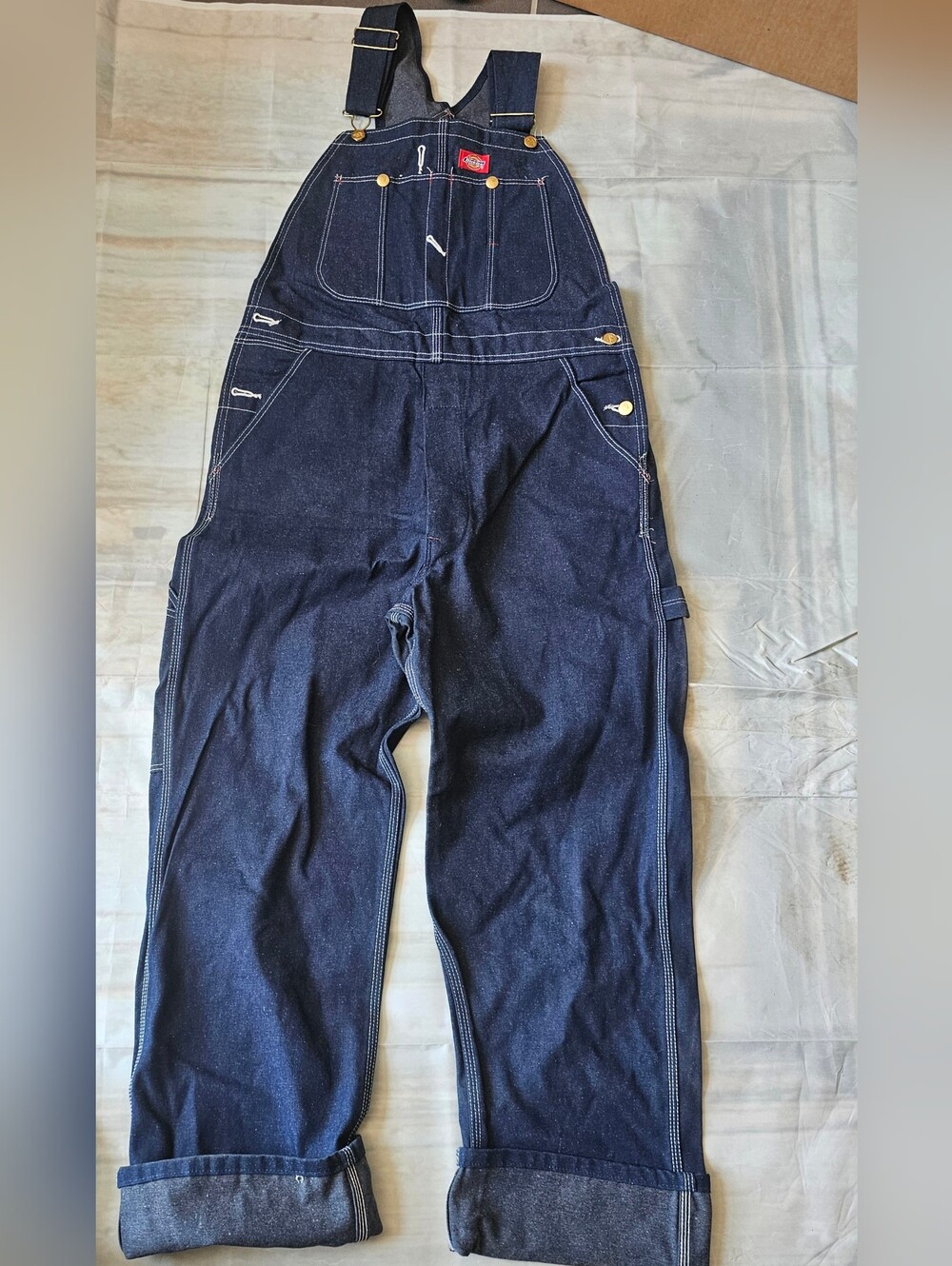 Vintage Dickies 8394NB men's denim bib overalls Size 34×30